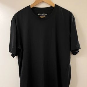 Wool & Prince Merino crew neck t-shirt, 78/22 merino blend, black, size medium